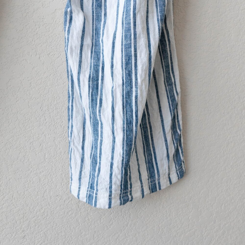 Sonoma XXL Linen Cotton Wide Leg Pants Blue White Stripe Drawstring 30” Inseam - Picture 7 of 9